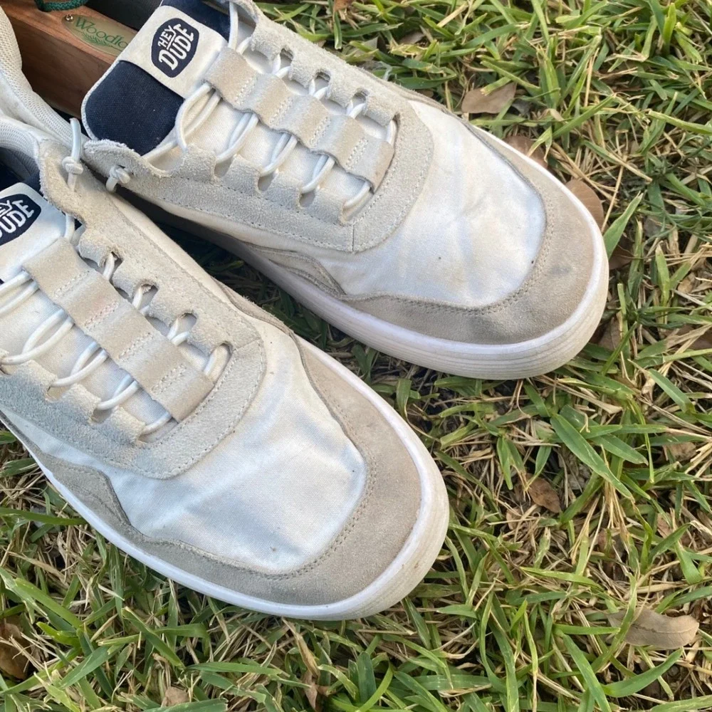 Hey Dude Hudson M Canvas Mens Sneakers White Grey Size 11 41240-10M